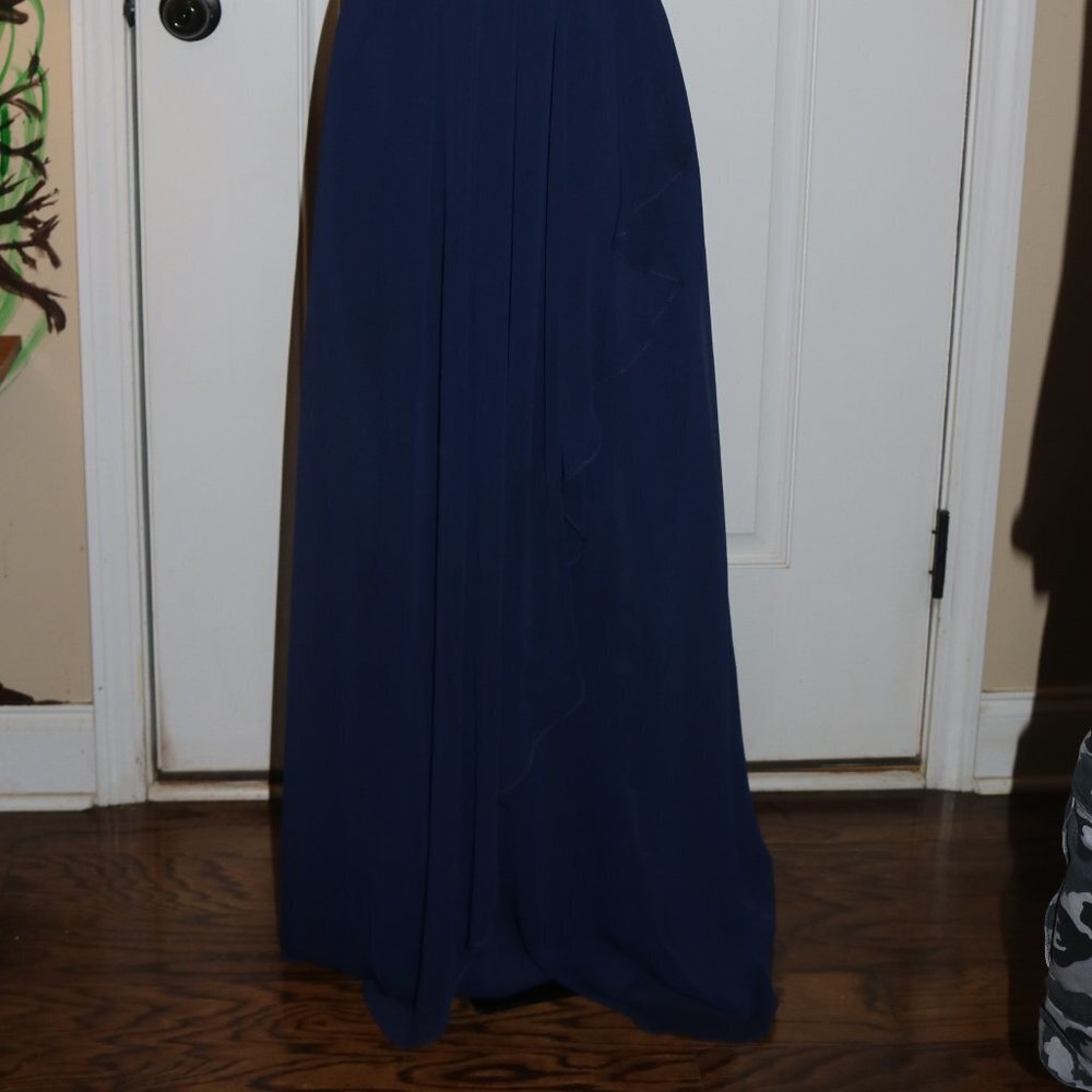 David's Bridal formal gown size 10 strapless navy blue - Picture 11 of 12
